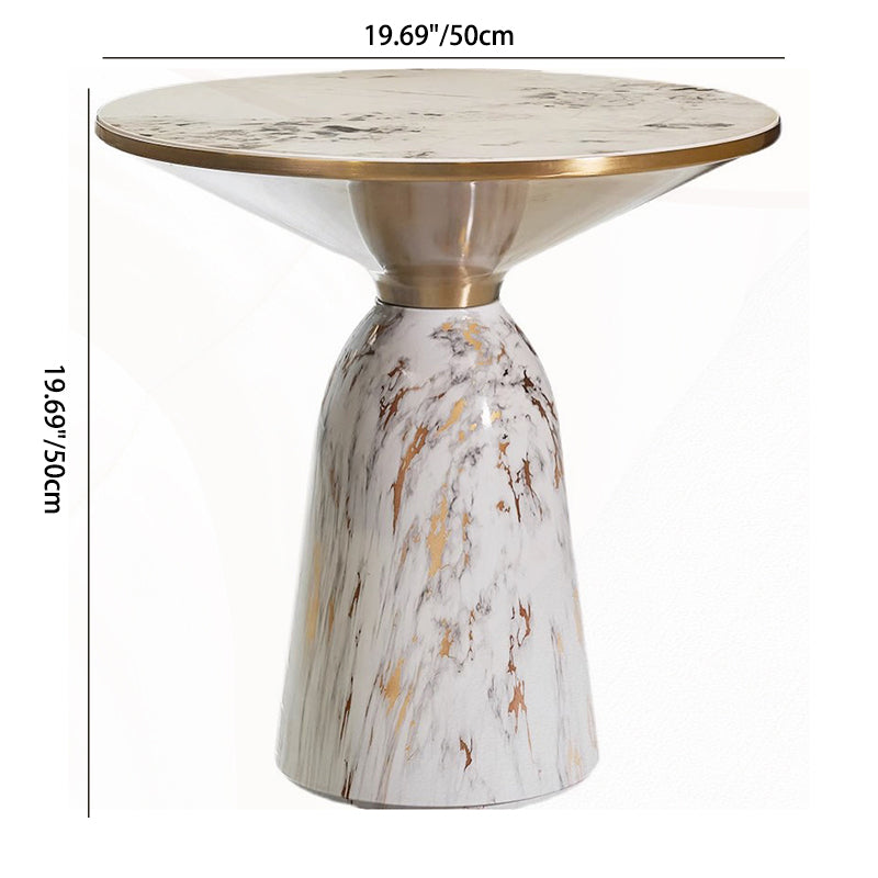Minimalist Cylinder Rock Slab Metal Coffee Table