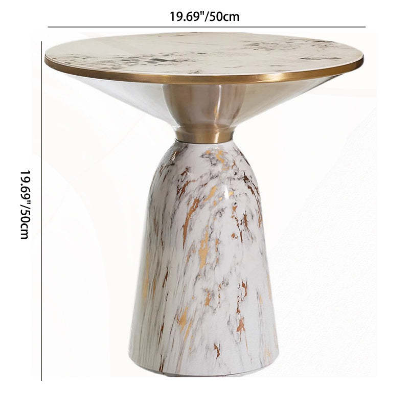 Minimalist Cylinder Rock Slab Metal Coffee Table