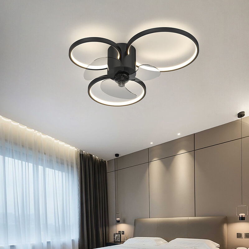 Luxury square geometric black ceiling fans, Lighom — Matte Black / 220V-240V (UK/AU