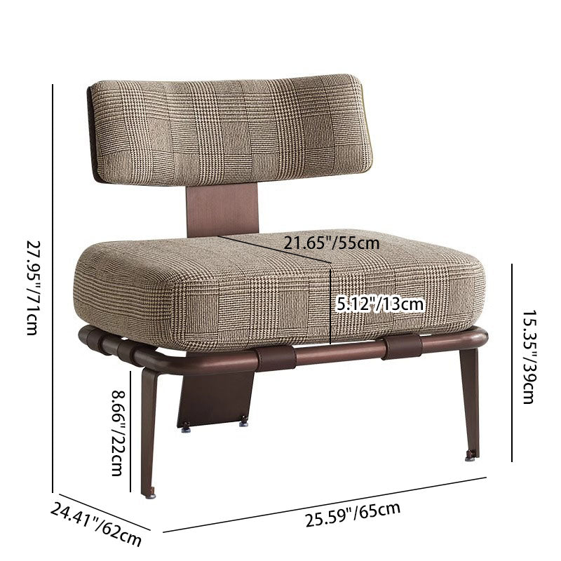 Modern Saddle Leather Steel Accent Chair