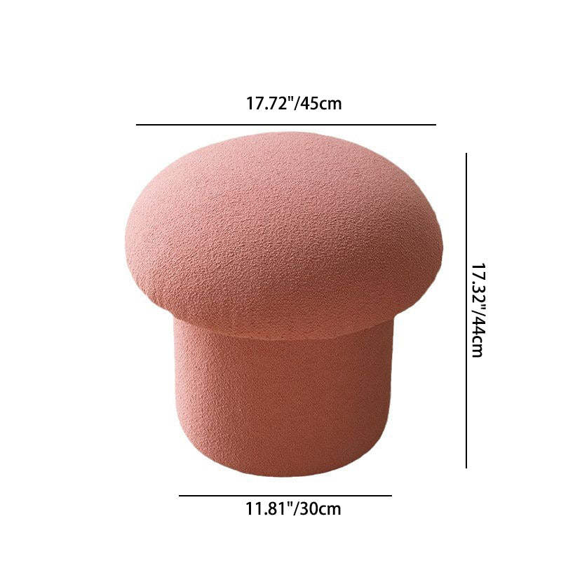 Scandinavian Lambswool Wood Round Mushroom Vanity Stool