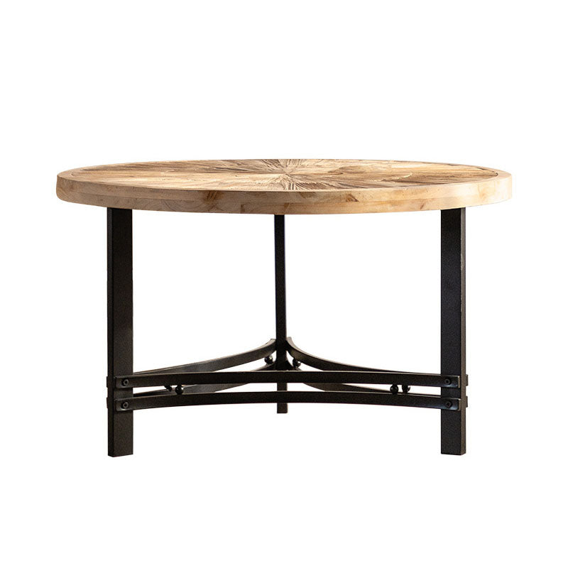 Japanese Round Wood Iron Coffee Table