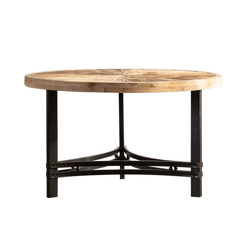 Japanese Round Wood Iron Coffee Table