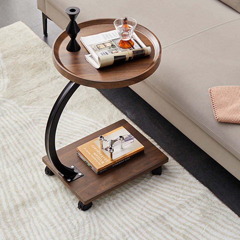 Transitional Wood Iron 2-Tier Coffee Table