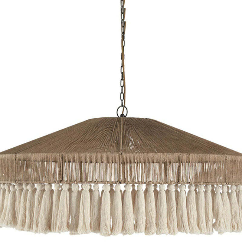 Contemporary Boho Linen Rope Tassel Pendant Light