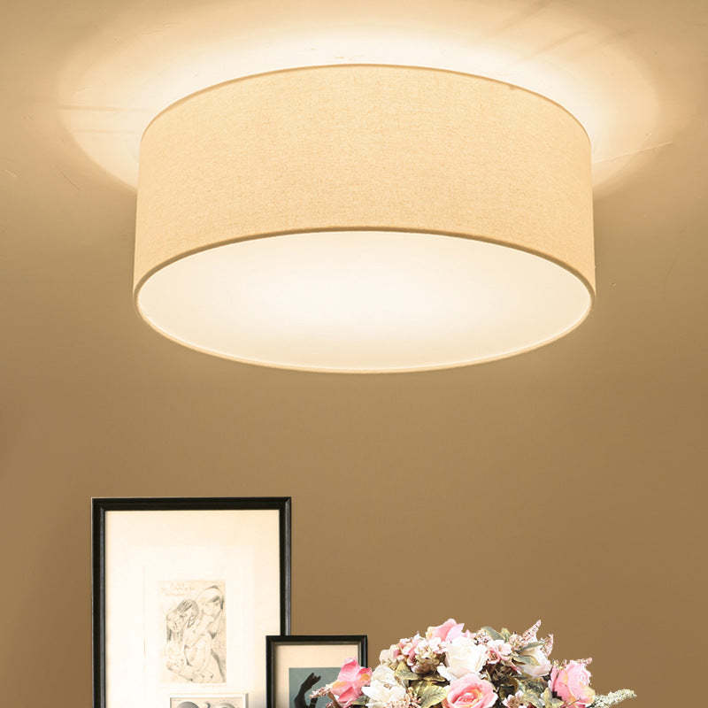 Nordic Round Drum Fabric Flush Ceiling Light