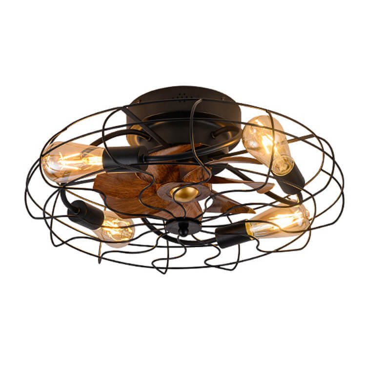 Industrial Vintage Grain Drum Cage Flush Mount