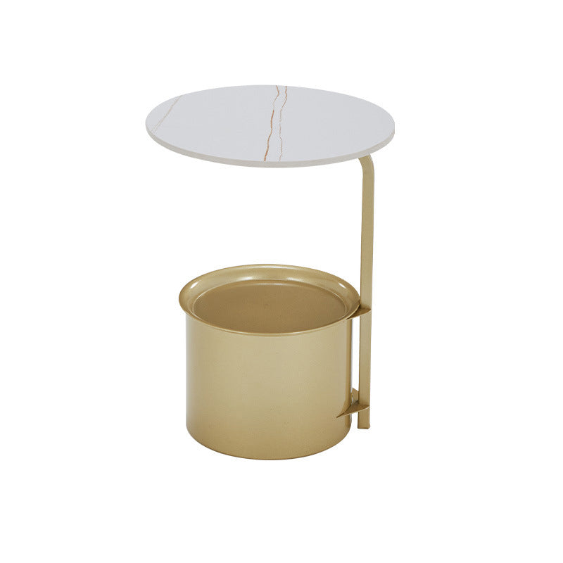 Minimalist Round Iron Rock Slab Side Table