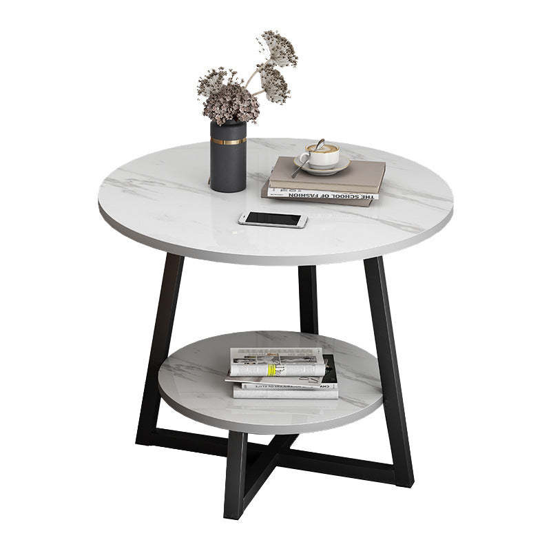 Modern Round Iron 2-Tier Side Table