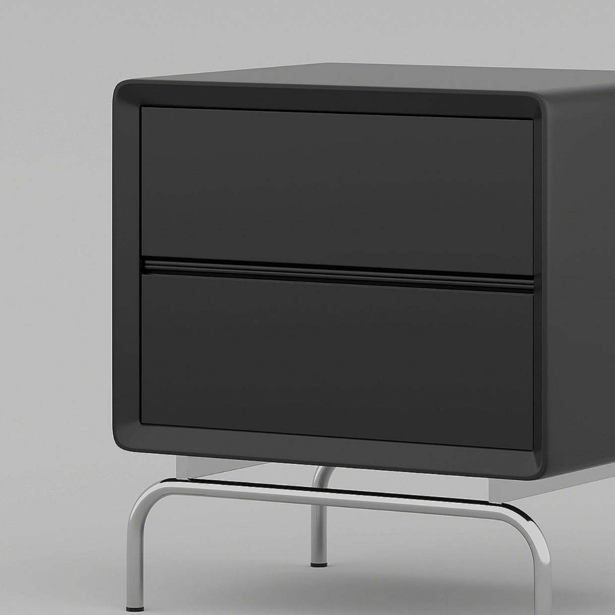 Minimalist Wood Steel 2-Drawer Nightstand