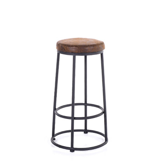 Industrial Wood Iron Bar Stool