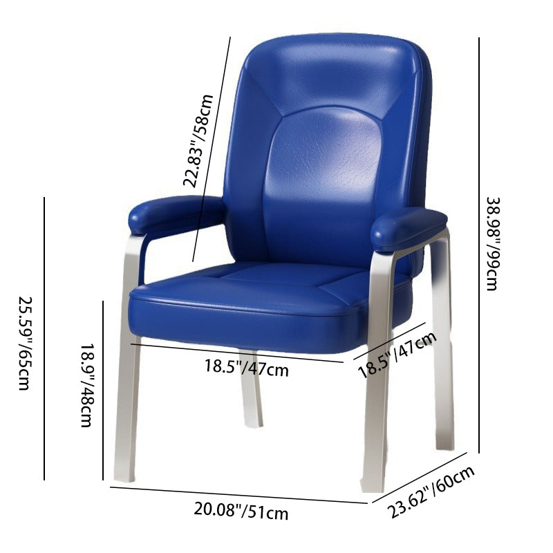 Minimalist Leather Stainless Steel Dining Chair — Latex / Blue