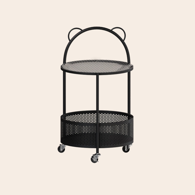 Contemporary Round Glass Movable 2-Tier Side Table