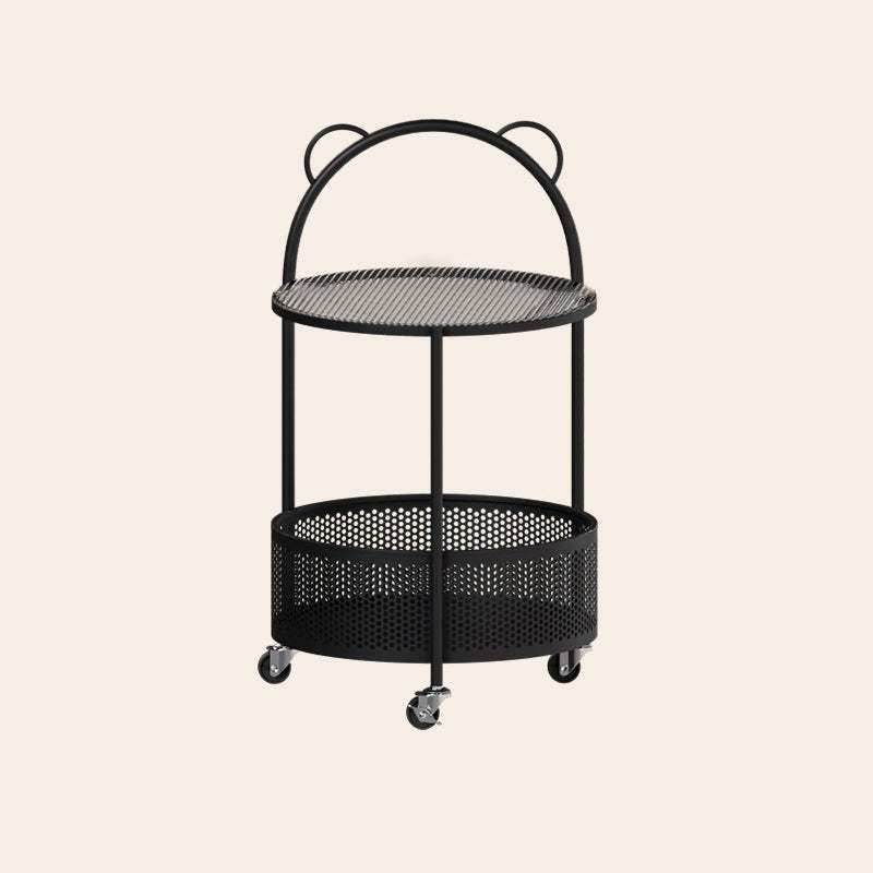 Contemporary Round Glass Movable 2-Tier Side Table