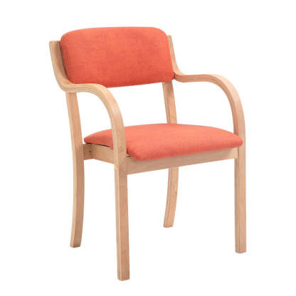 Modern Fabric Wood Curved Dining Chair