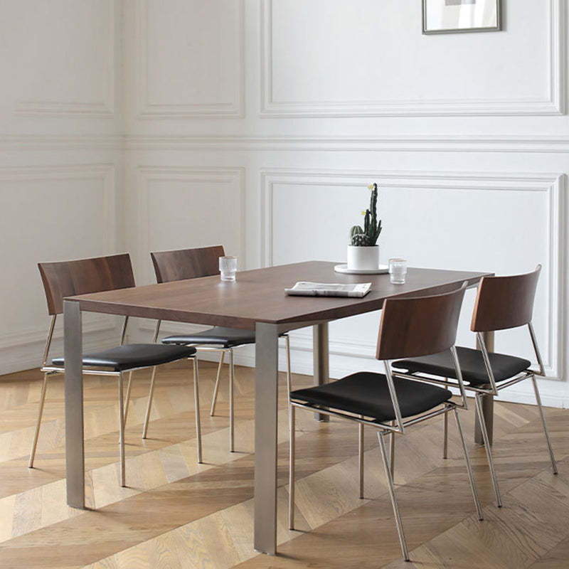 Nordic Curved Wood Leather Dining Chair