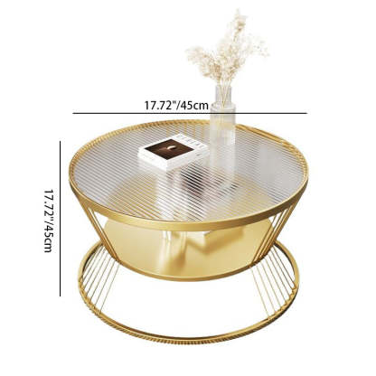 Modern Tempered Glass 2-Tier Coffee Table — Gold Frame - Clear Tempered Glass