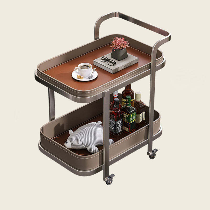 Luxury Rectangular Leather Steel Coffee Table
