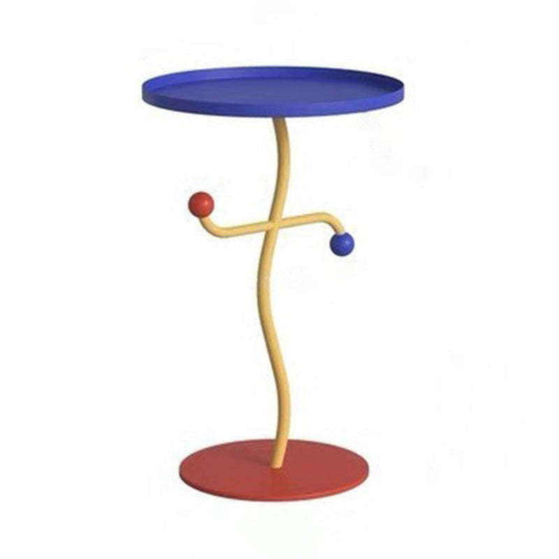 Contemporary Color-Block Iron Tray End Table