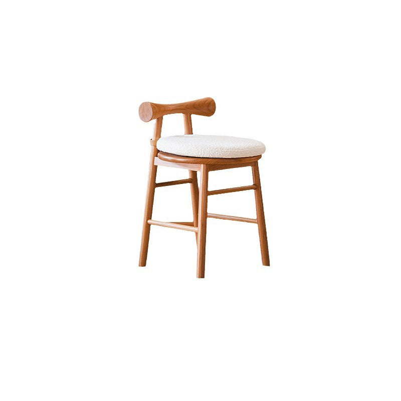 Modern Wood Lambswool Round Vanity Stool