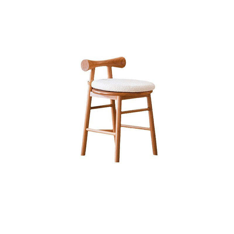 Modern Wood Lambswool Round Vanity Stool