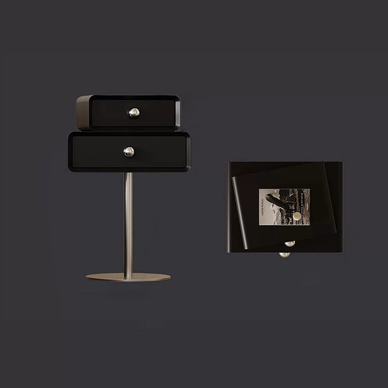 Modern Eclectic Steel Pine 2-Tier End Table