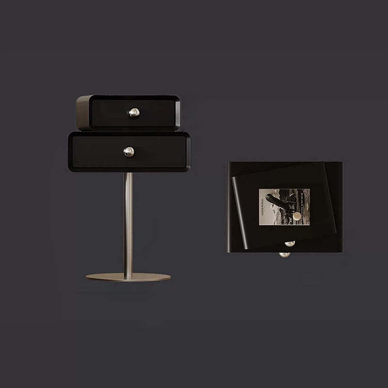 Modern Eclectic Steel Pine 2-Tier End Table
