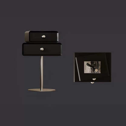 Modern Eclectic Steel Pine 2-Tier End Table