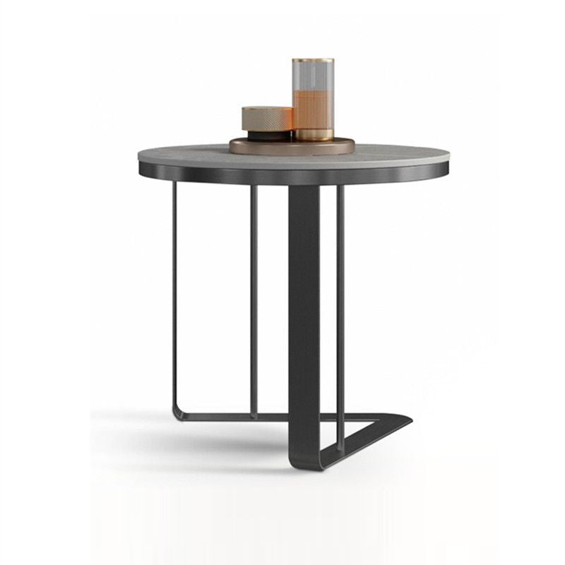 Modern Triangle Base Slate Metal End Table