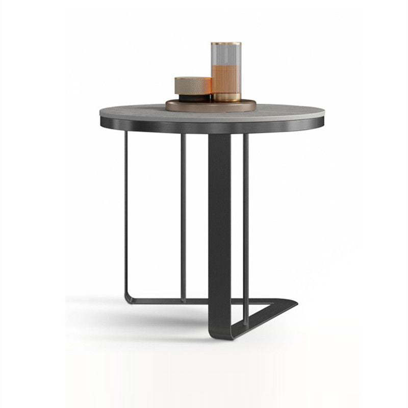 Modern Triangle Base Slate Metal End Table