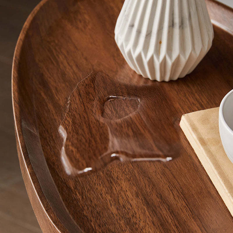 Minimalist Oval Engineered Wood Iron End Table