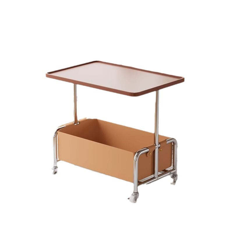 Modern Tray Leather Movable 2-Tier End Table
