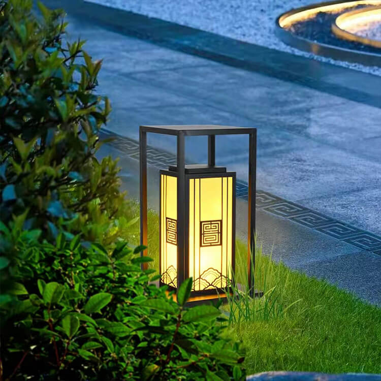 Modern Chinese Faux Marble Square Column Landscape Light
