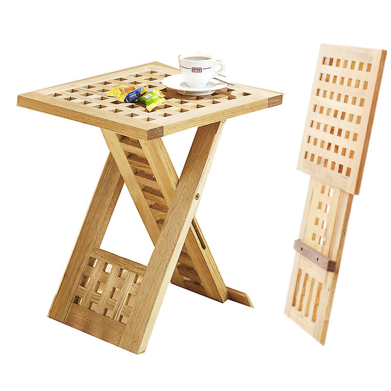 Traditional Rustic Wood Backless Chair