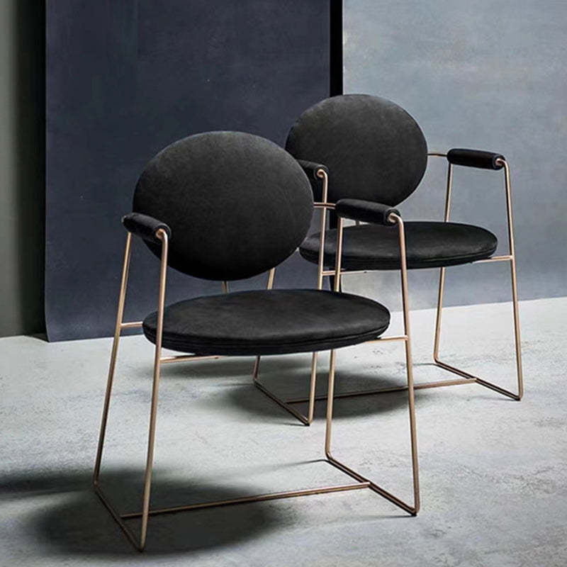 Scandinavian Microfiber Leather Round Dining Chair — Microfiber Leather / Green