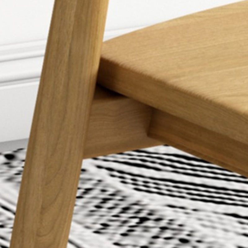 Minimalist Curved Upholstered Wood Dining Chair — Solid Wood / Walnut Color