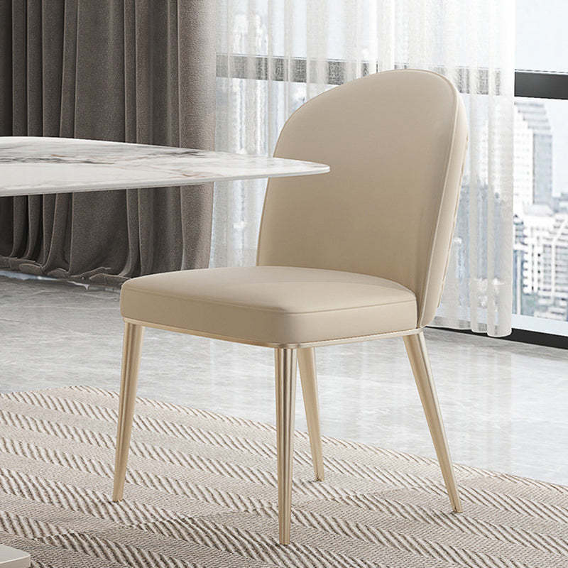 Nordic Curved Leather Tapered Leg Dining Chair