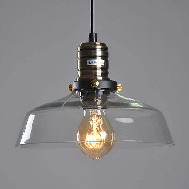 Industrial Transparent Glass Bowl Pendant Light