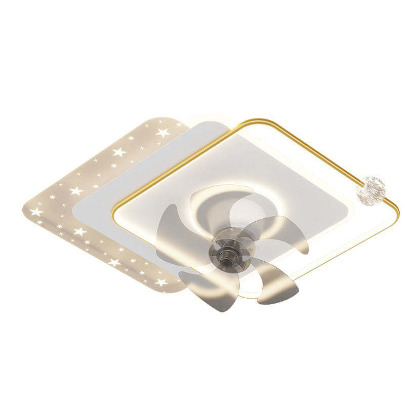 Contemporary Iron Acrylic Round LED Semi-Flush Fan Light