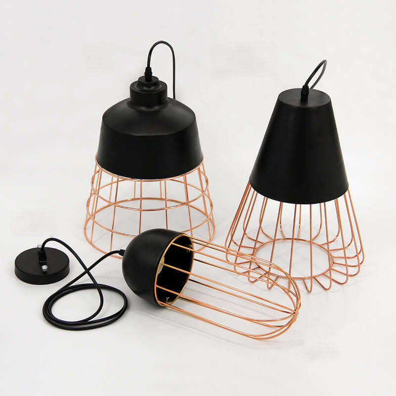Nordic Iron Geometric Cage Pendant Light