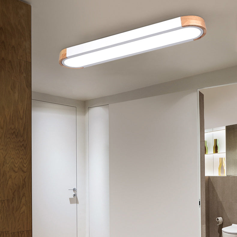 Lighom nordic oval long iron flush mount lighting — 13.78" L x 5.51" W x 1.57" H / Cool White (6000K) / Green