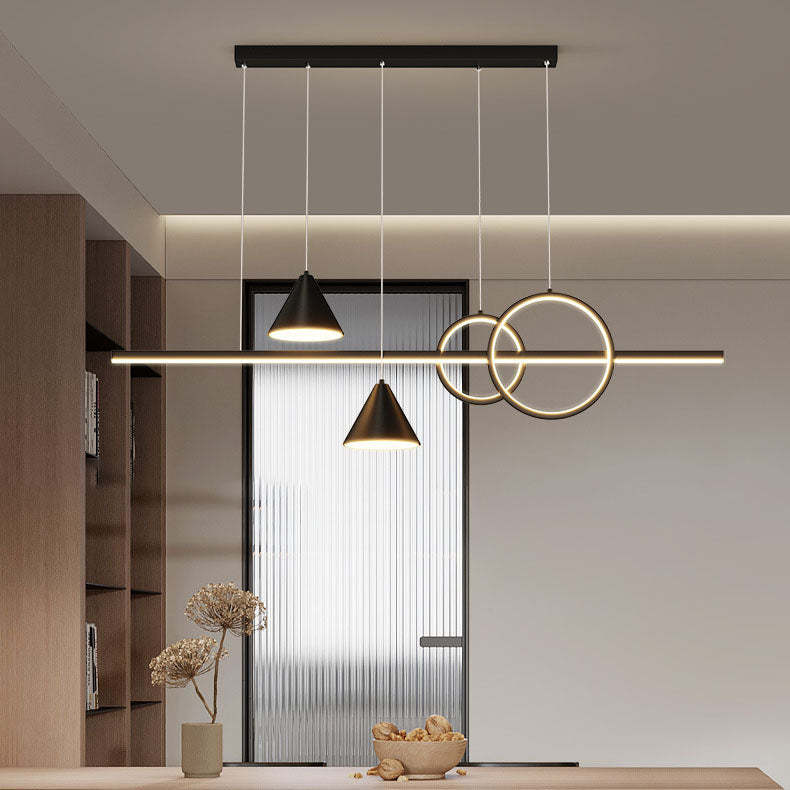 Minimalist Cone Circle Iron Acrylic LED Island Chandelier