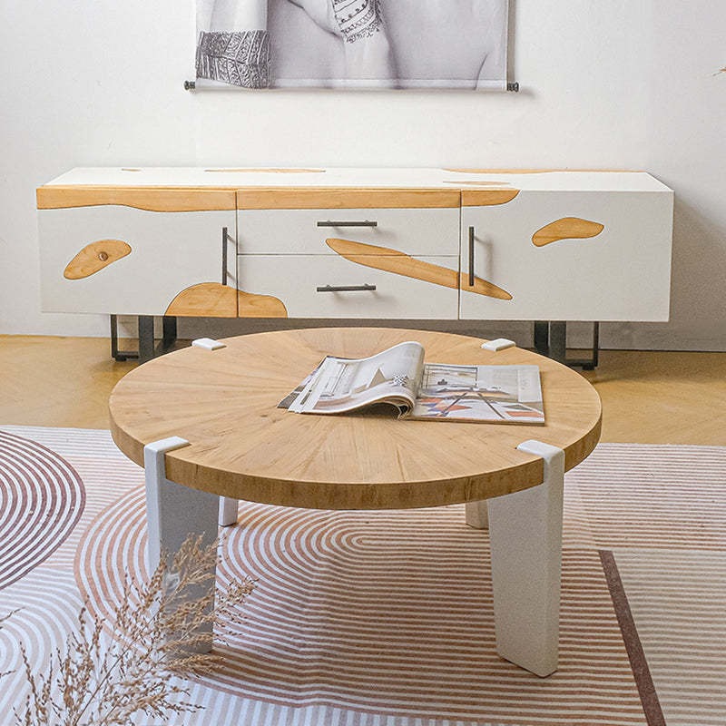Scandinavian Round Solid Wood End Table