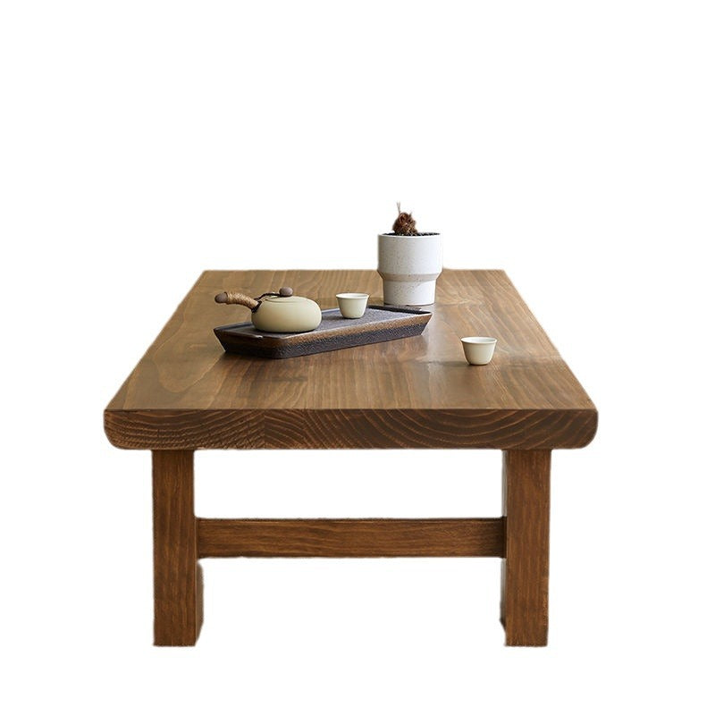 Japanese Wood 4-Leg Rectangular Coffee Table
