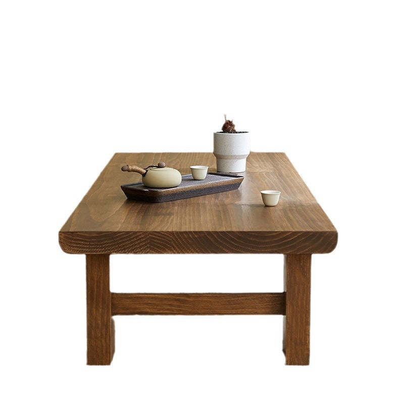 Japanese Wood 4-Leg Rectangular Coffee Table