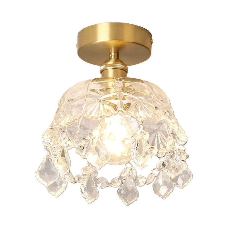 Modern Art Deco Brass 1-Light Ceiling Light