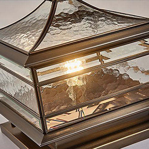 European Brass Glass Square Pillar Landscape Light