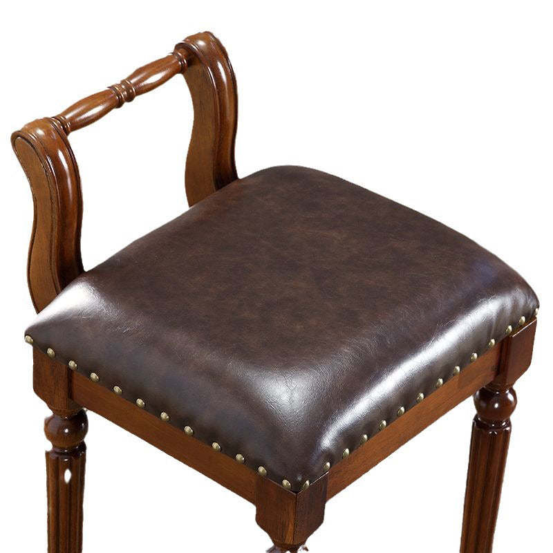 European Tufted Leather Low Back Vanity Stool