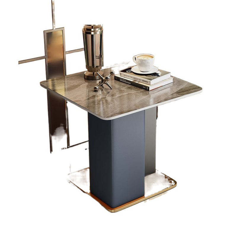 Scandinavian Slate Leather Wood Steel End Table