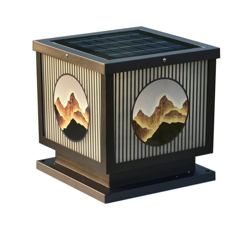 Solar Chinese Square Post LED Outdoor Landscape Light